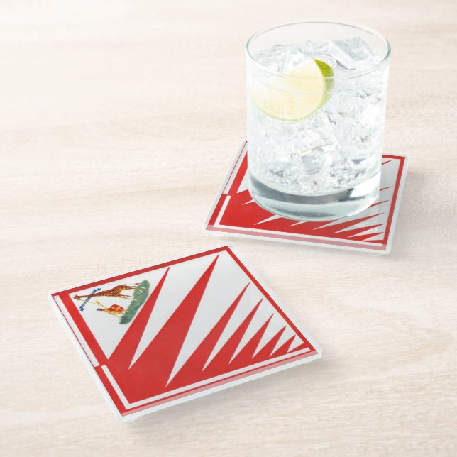 Imperiale Contrada della Giraffa - Giraffe Palio Glass Coaster (Angled)