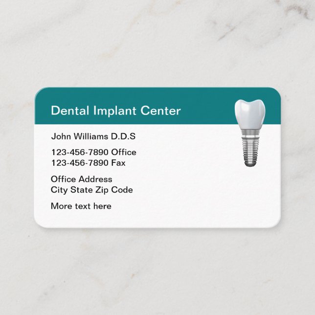 Implant dentaire thème Nomination Cartes de visite (Devant)