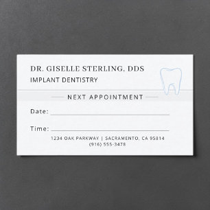 Implant Dentistry Dentist Tooth Appointment Card
