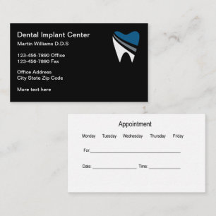 Implants dentaires Cartes de visite de rendez-vous