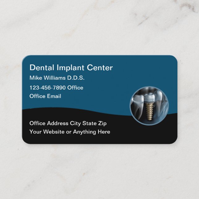 Implants dentaires modernes Cartes de visite de l' (Devant)