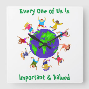 Important and Valued Children Square Wall Clock
