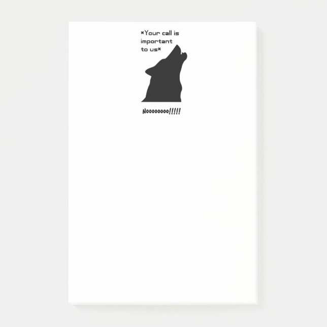 Important Call Funny Wolf Customer Service Cartoon Post-it Notes (Front)