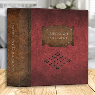 Important Documents Faux Red Leather Binder