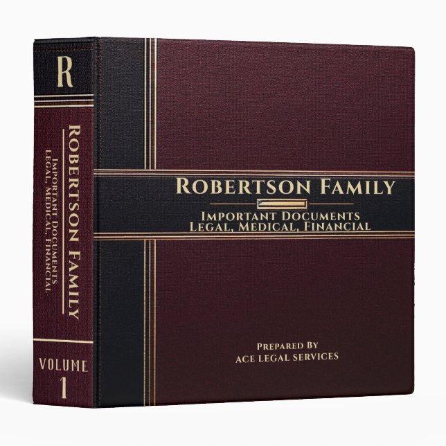 Important Documents | Legal | Medical Binder (Front/Spine)