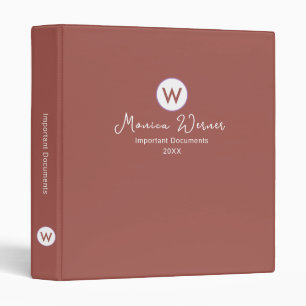 Important Documents Organizer Modern Redwood Binder