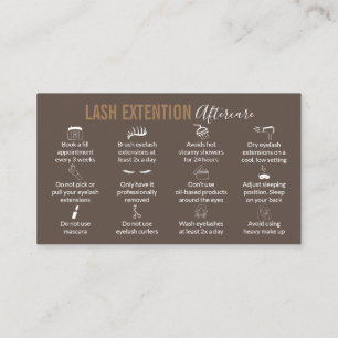 Important eyelash extension aftercare instruction business card