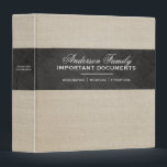 Important Family Documents Estate Planning Binder<br><div class="desc">A classy black and tan estate planning binder to store your important family documents. Has a tan linen textured background. Designed for you by Blackberry Boulevard.</div>