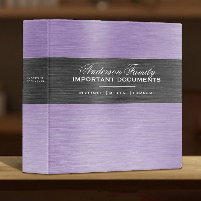 Important Family Documents Estate Planning Binder (A lavender purple colored important documents binder for organizing your important files. )
