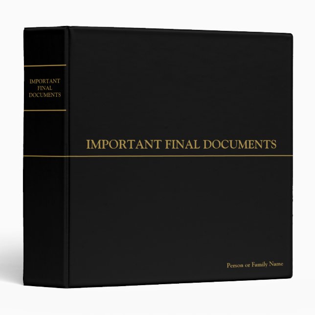 Important Final Documents - Black | Gold  Binder (Front/Spine)