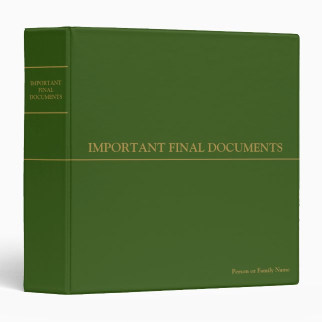 Important Final Documents - Green | Gold   Binder (Front/Spine)