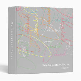 Important Notes Calligraphy Pattern Grey Binder