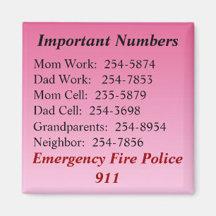Important Numbers Magnet