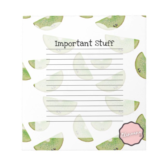 Important Stuff, Kawaii Kiwi Notepad (Front)