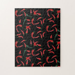 Imposable puzzel Red Black Chili Pepper Pattern Jigsaw Puzzle