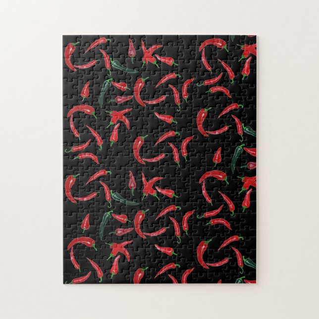 Imposable puzzel Red | Black Chili Pepper Pattern Jigsaw Puzzle (Vertical)