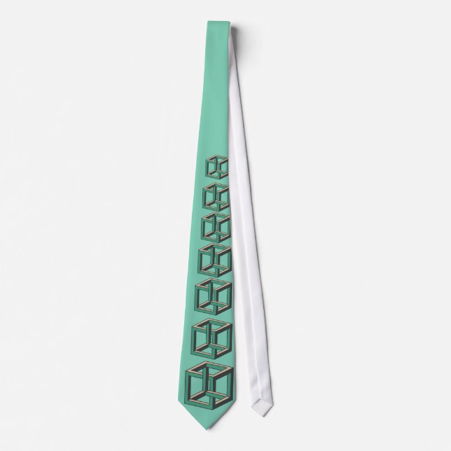 Impossible Cube Optical Illusion Tie (Front)
