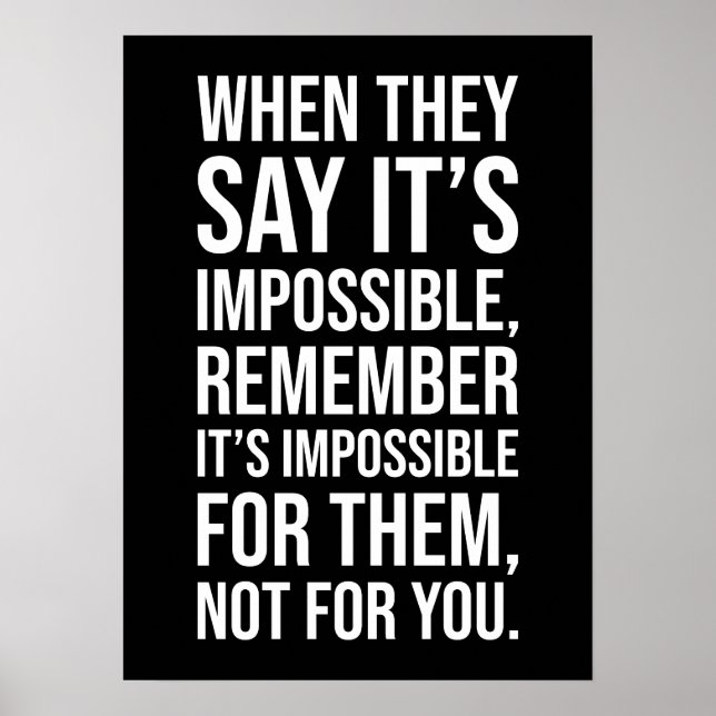 Impossible - Gym, Hustle, Success, Motivational Poster (Front)