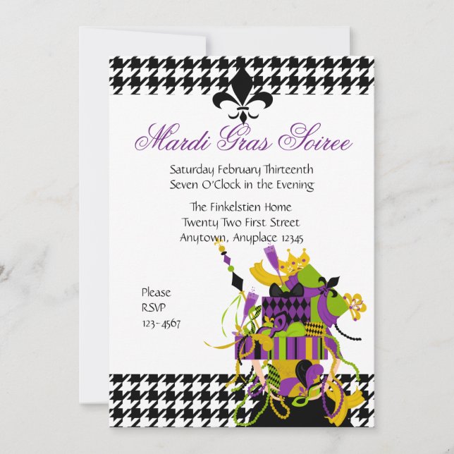 Impossible Mardi Gras Stack Invitation (Front)