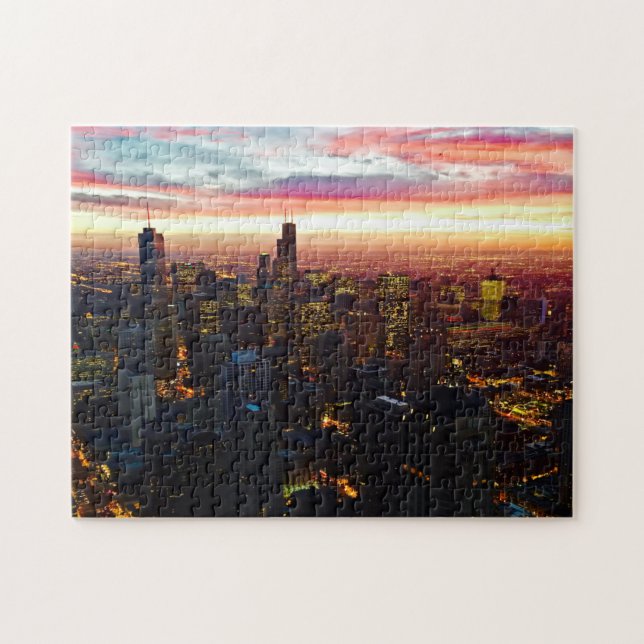 Impossible Puzzle - Coucher de soleil sur Chicago  (Horizontal)