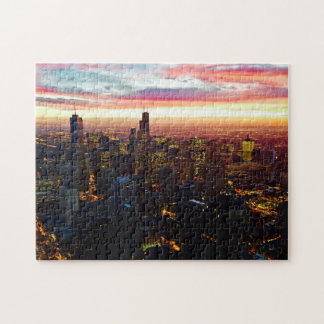 Impossible Puzzle - Sunset on Chicago Skyline