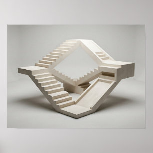 Impossible Stair Loop Architectural Geometric Wall Poster