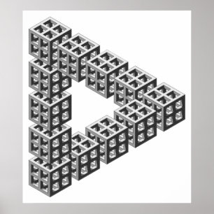 Impossible Triangle Optical Illusion Poster