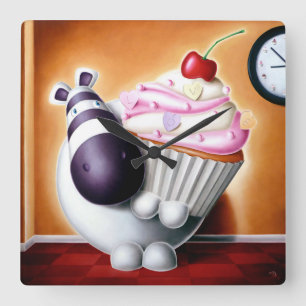 Impossimal© - 'Cake-O-Clock!' Cake-O-Clock, Clock! Square Wall Clock
