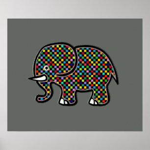 Impression à damiers éléphant pour murs