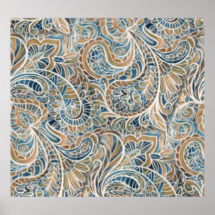 Impression à main Paisley multicolore