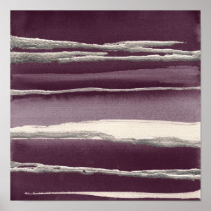 Impression Abstraite violet Rose argent