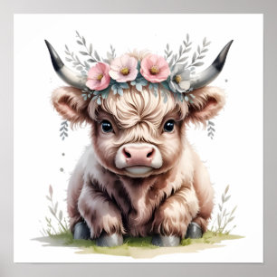 Impression adorable de vache des Highlands.