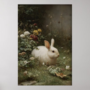 Impression antique de lapin, Ferme de lapins, Vint