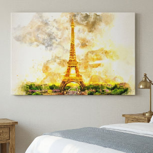 Impression artistique aquarelle du coucher de sole