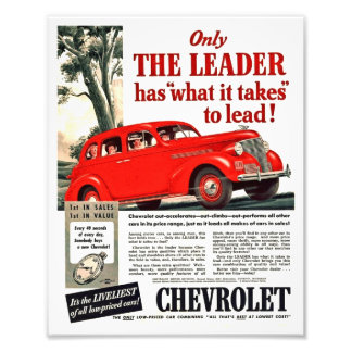 Impression automobile vintage - Chevy 1939 Ad Artw