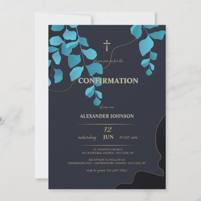 Impression bleue Invitation religieuse (Devant)