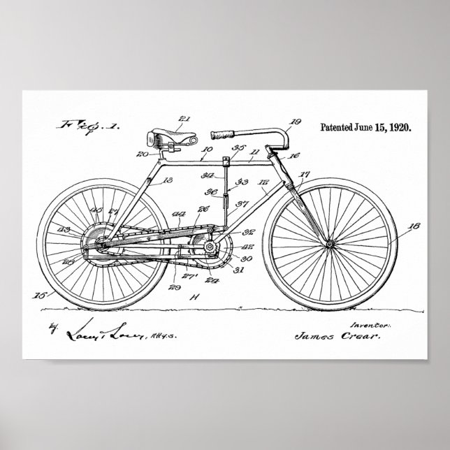 Impression Brevet de vélo Vintage 1920 (Devant)