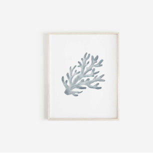 Impression corail bleu aquarelle