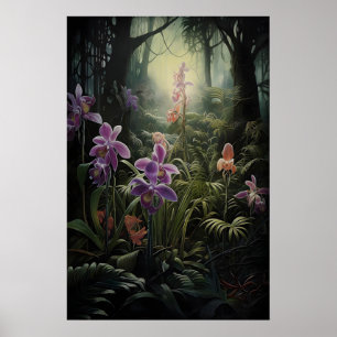 Impression d'Académie Sombre Orchidée, Forêt Sauva
