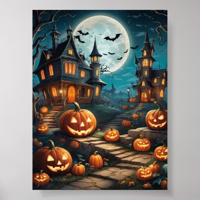 Impression d'affiche citrouille d'Halloween numéri (Devant)