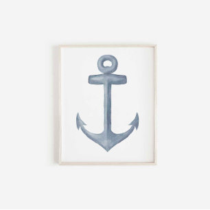 Impression d'ancrage bleu aquarelle