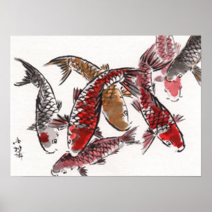 Impression d'aquarelle chinoise LinLi - Poisson KO