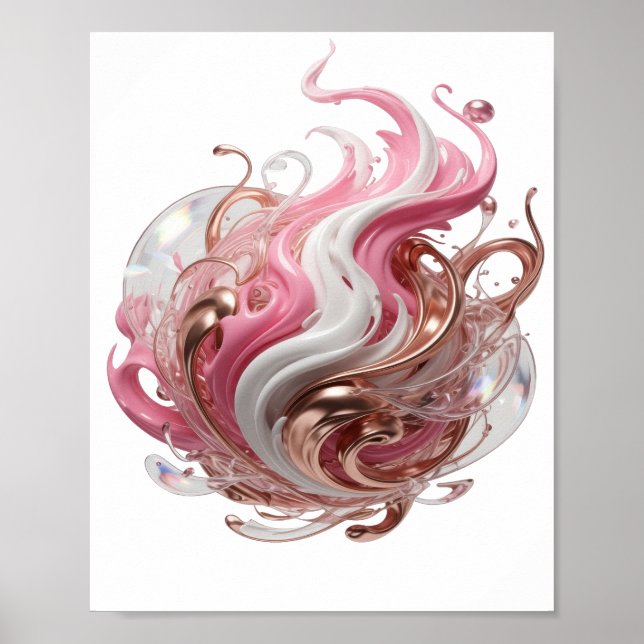 Impression d'art ABSTRACT ART Argent Dynamique (Devant)
