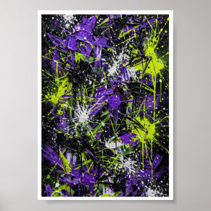 Impression d'art abstrait au néon lime violet Graf