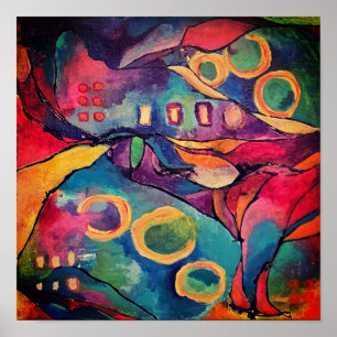 Impression d'art abstrait coloré en acrylique uniq