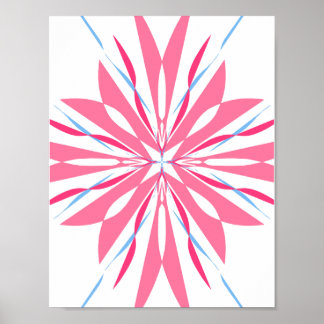 Impression d'art abstrait mandala floral rose et b