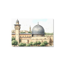 Impression d'art aquarelle de la mosquée Al-Aqsa