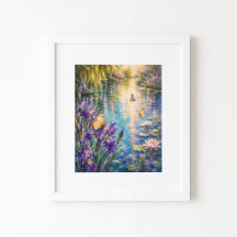 Impression d'art aquarelle Jardin de papillons