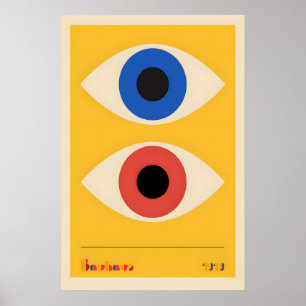 Impression d'art Bauhaus Deux Yeux Abstrait Vintag