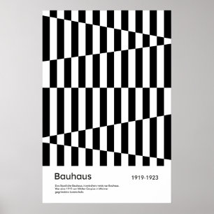 Impression d'art Bauhaus noir blanc en grille rayé